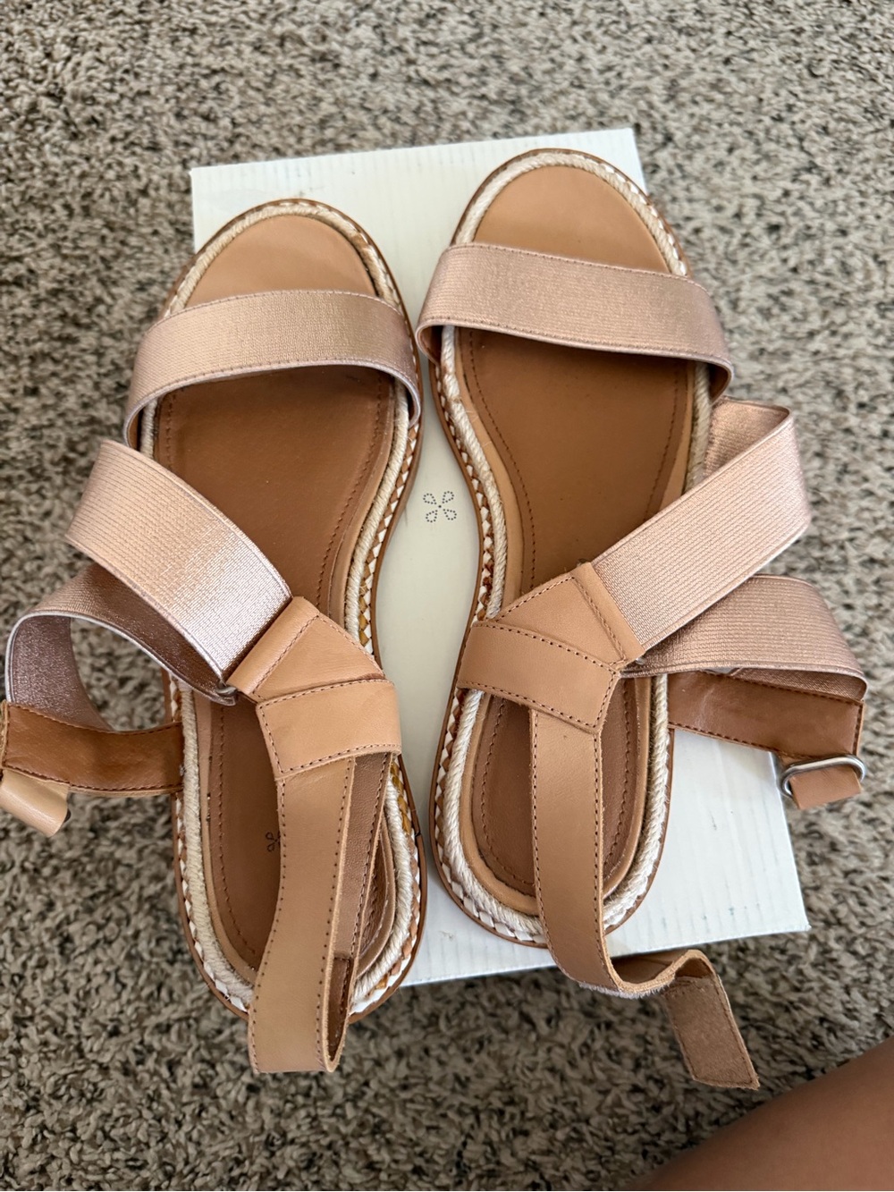 Women’s Tan Metallic Strap Sandals